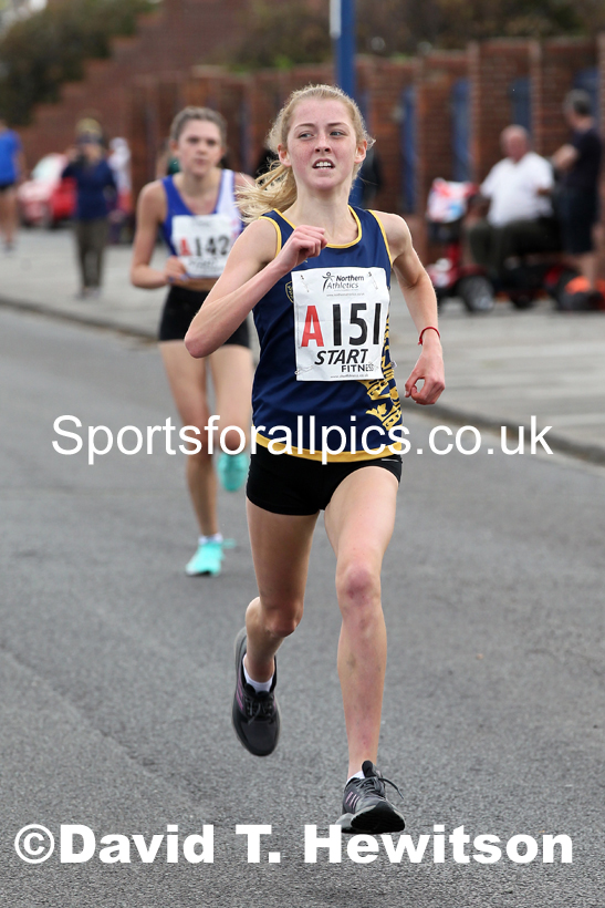 Womens under-17s 2021 Northern 6 and 4 Stage and Young Athletes Road Relays, Redcar. Photo: David T. Hewitson/Sports for All Pics